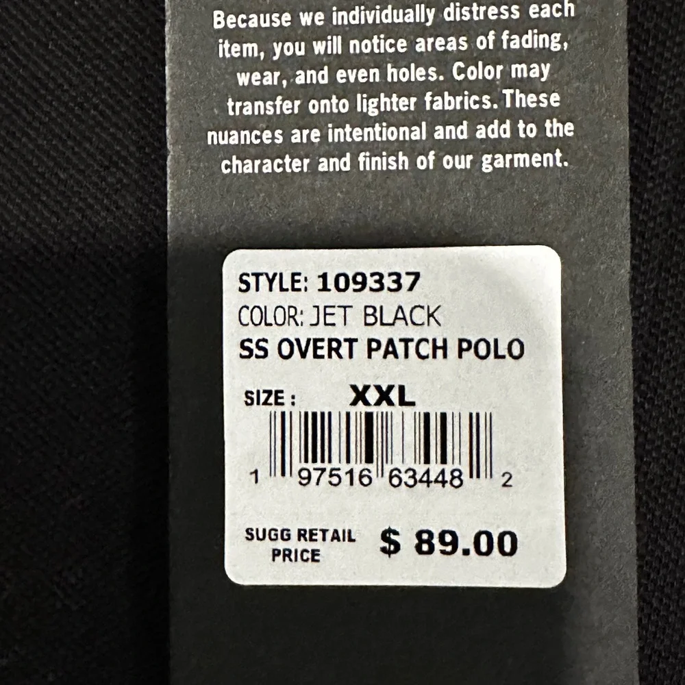 True Religion SS Overt Patch Polo Shirt Men's XXL Jet Black 109337 Y2K NWT